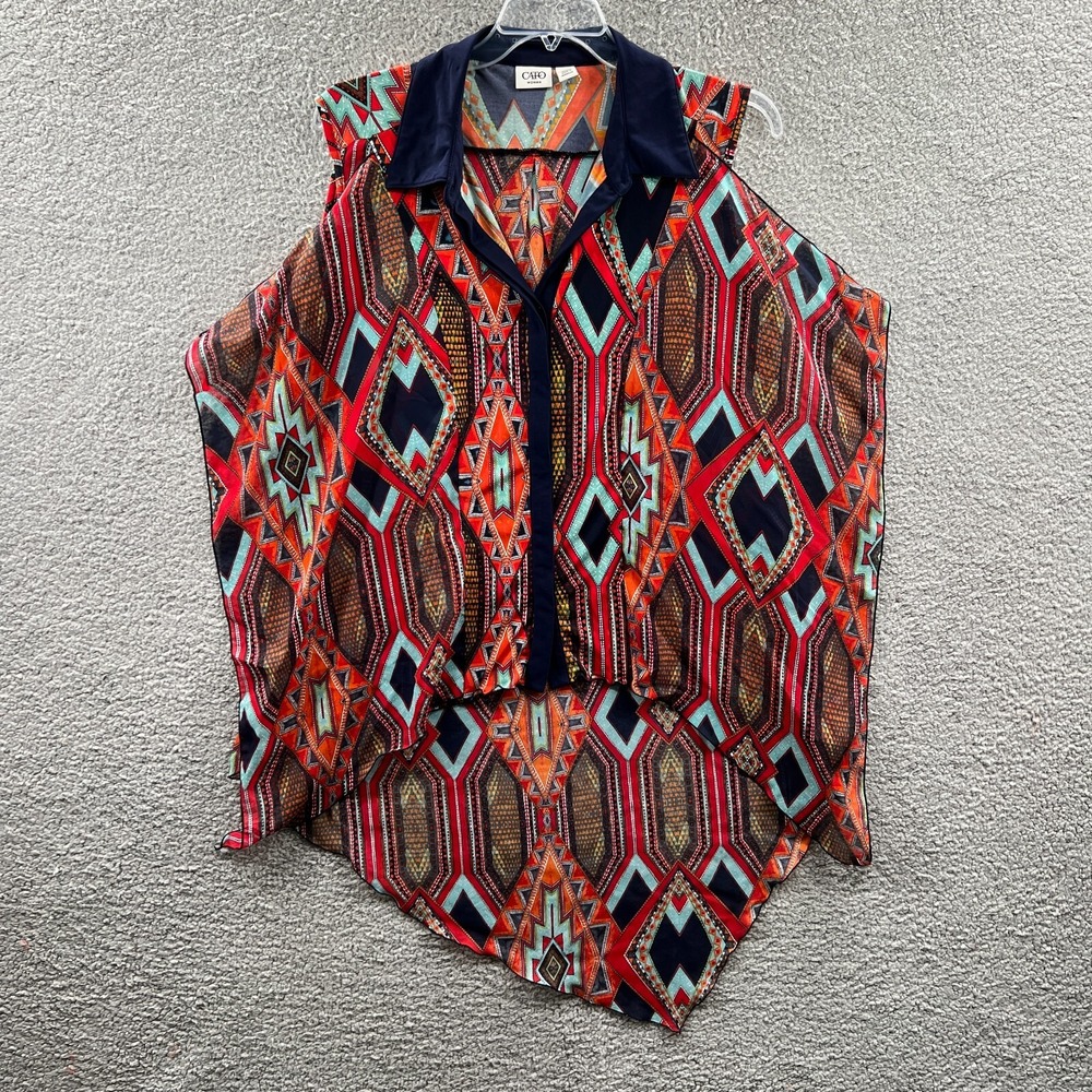Womens Southwestern Boho Tunic Top 14/16W Aztec Geometric Flowy Artsy Statement